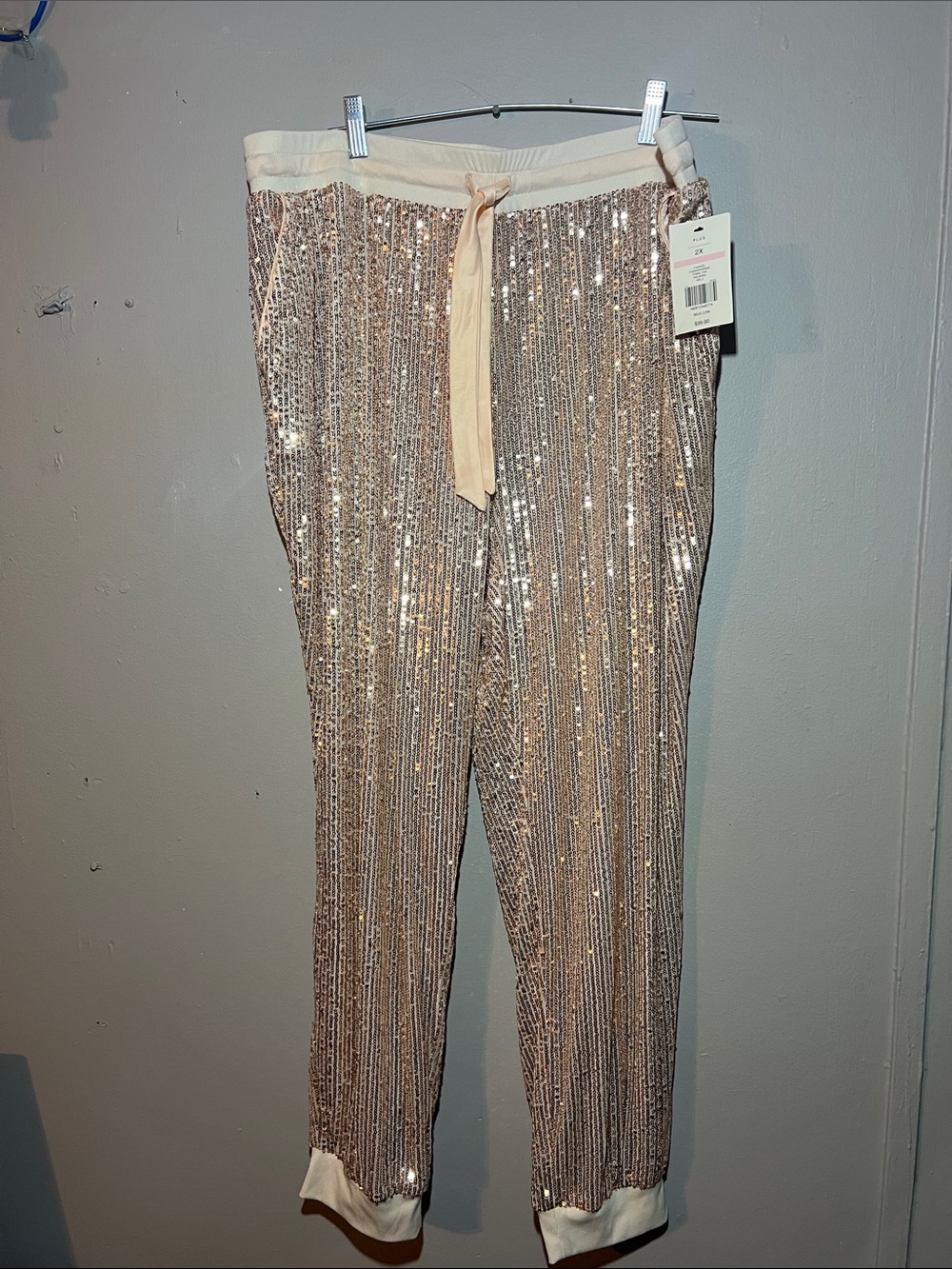 The Limited Rose Gold Sequin Jogger Pants